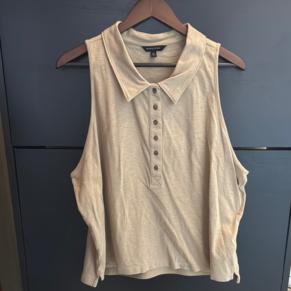 Banana Republic Cream Sleeveless Polo Tank with Cut Out